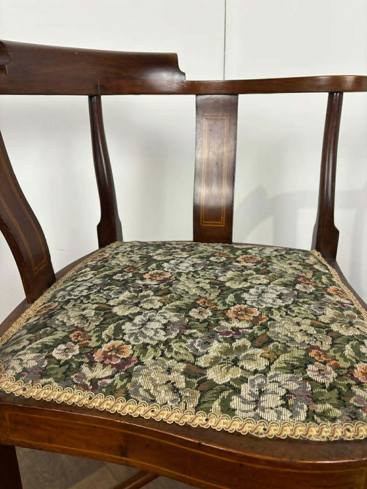 Edwardian Inlaid Mahogany Corner Chair
