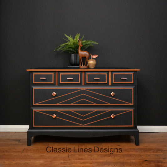 Stag Chest of Drawers, Black Mid Century Chest of Drawers, Art deco Design