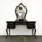 Contemporary Black and Silver French Rococo Dressing Table With Mirror