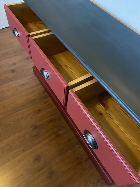 Pine Dresser Base Painted Red