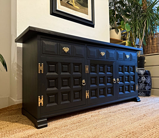 Newly refurbished large solid wood Toledo sideboard black
