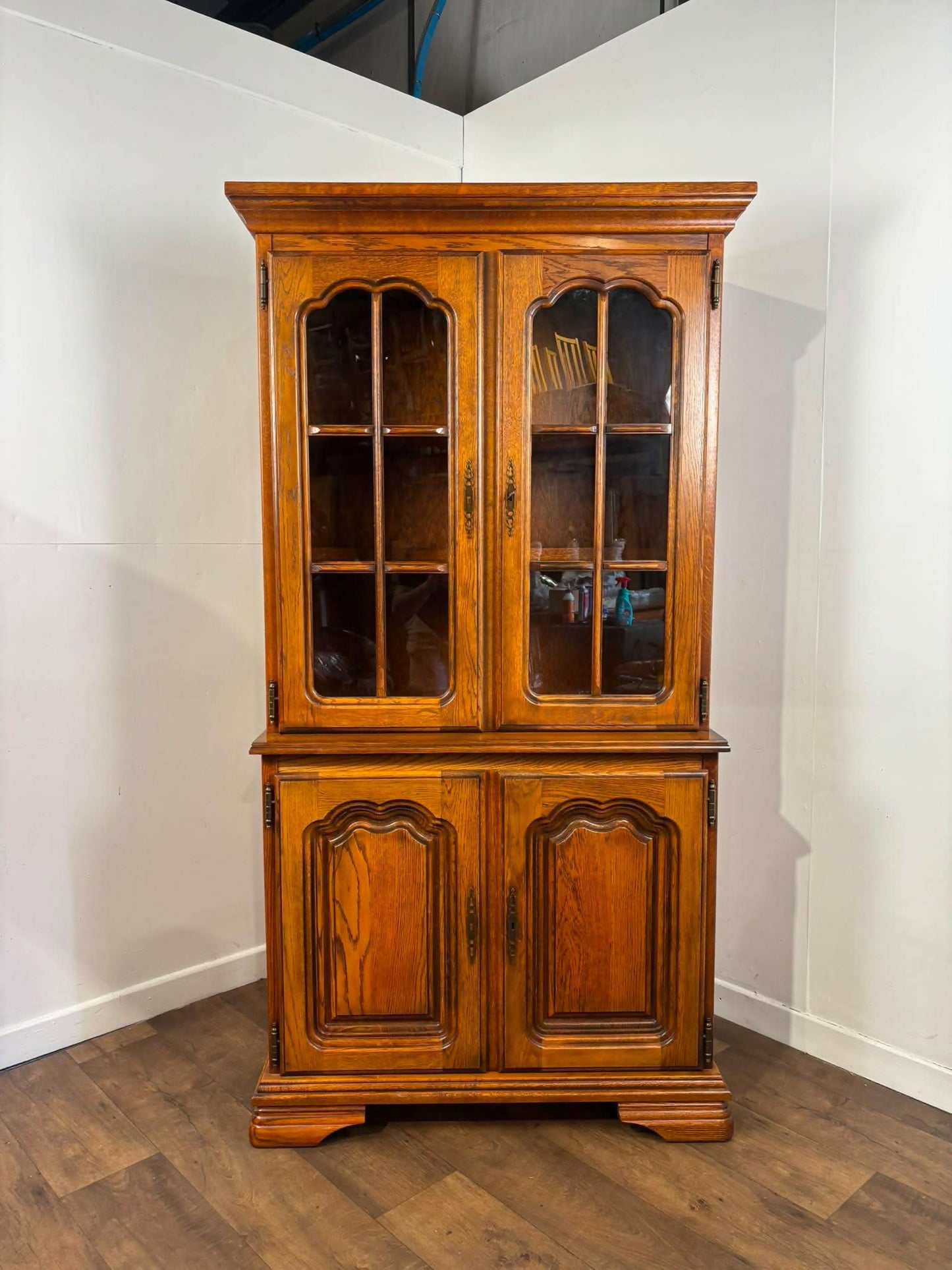 Modern Reproduction Glazed Oak Bookcase