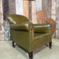 Vintage Edwardian Green Leather Armchair, c.1930