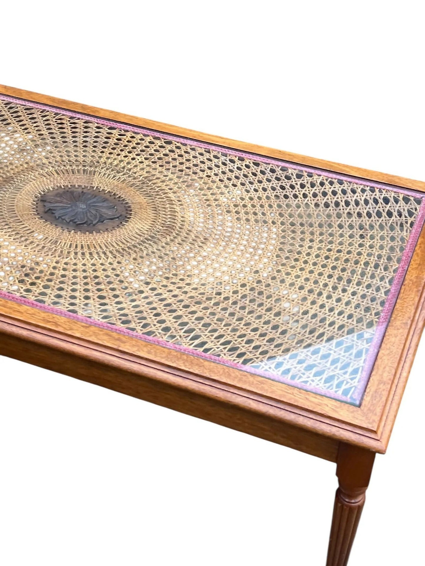Regency style Rattan and Mahogany coffee table