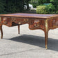 French Empire Style Large Inlaid Kingswood Desk With Brass Decoration
