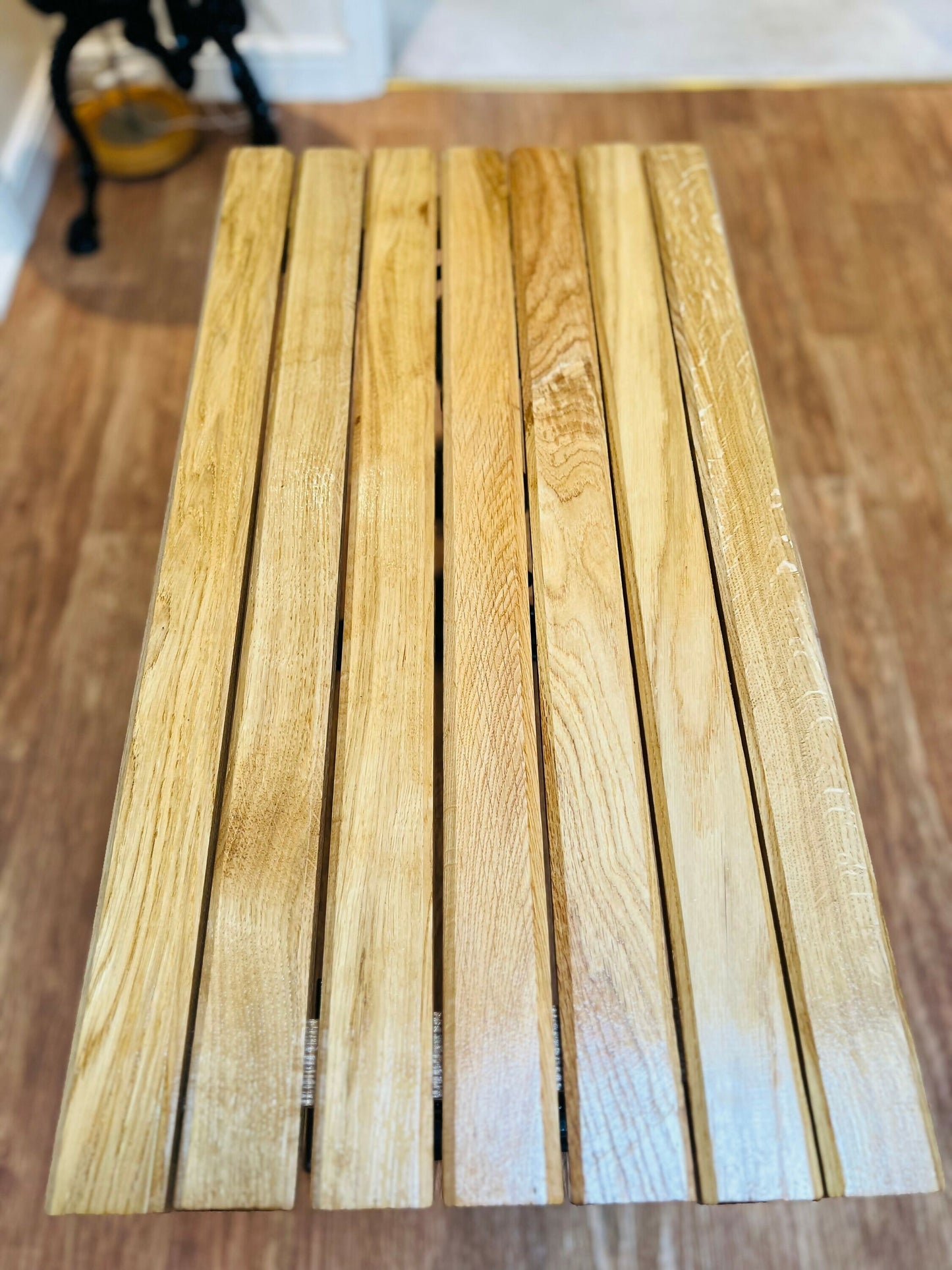 Cast Iron and Oak Hall Occasional Table