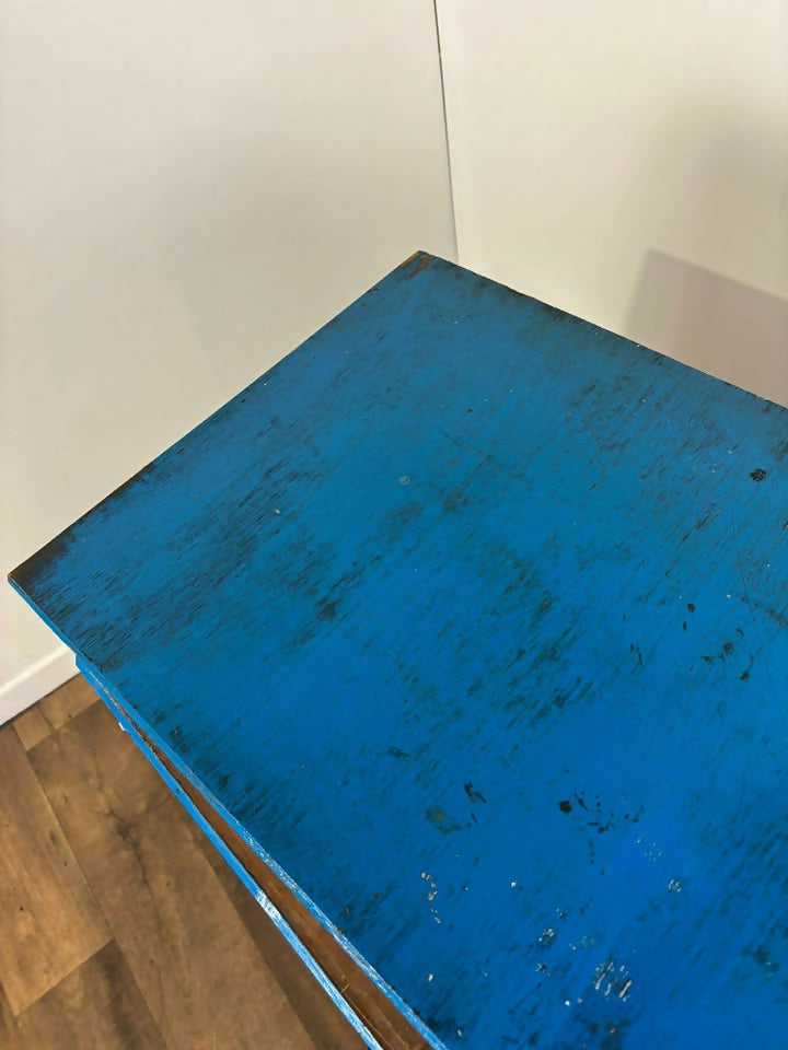 Vintage Rustic Blue Wooden Cupboard