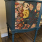 Strongbow Vintage Sideboard Dresser Painted Upcycled Dark Teal Floral Snake Print Commission Piece