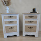 Pair of Vintage Bedside Cabinets in White with Metallic Champagne Detailing