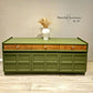 Large Olive Green Nathan Sideboard with Square Brushed Steel Handles