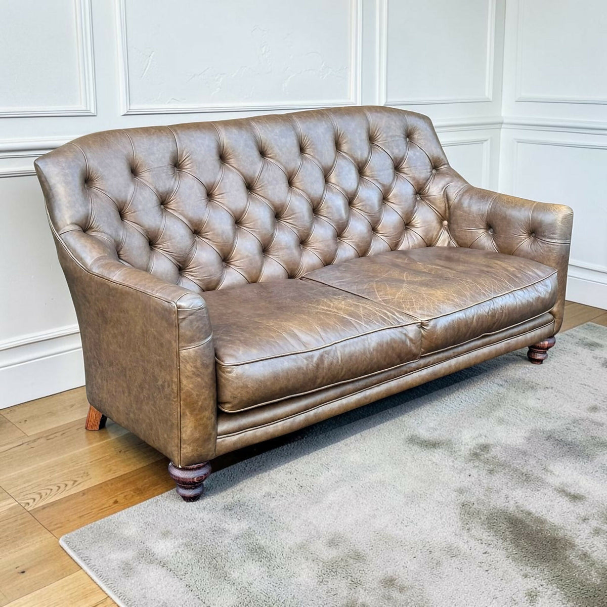 Brown Leather Chesterfield Sofa - Authentic Furniture