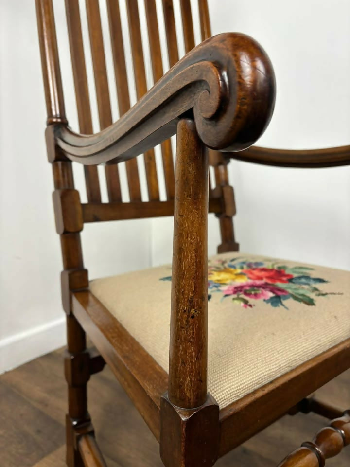 Reproduction Bar Back Mahogany Framed Armchair