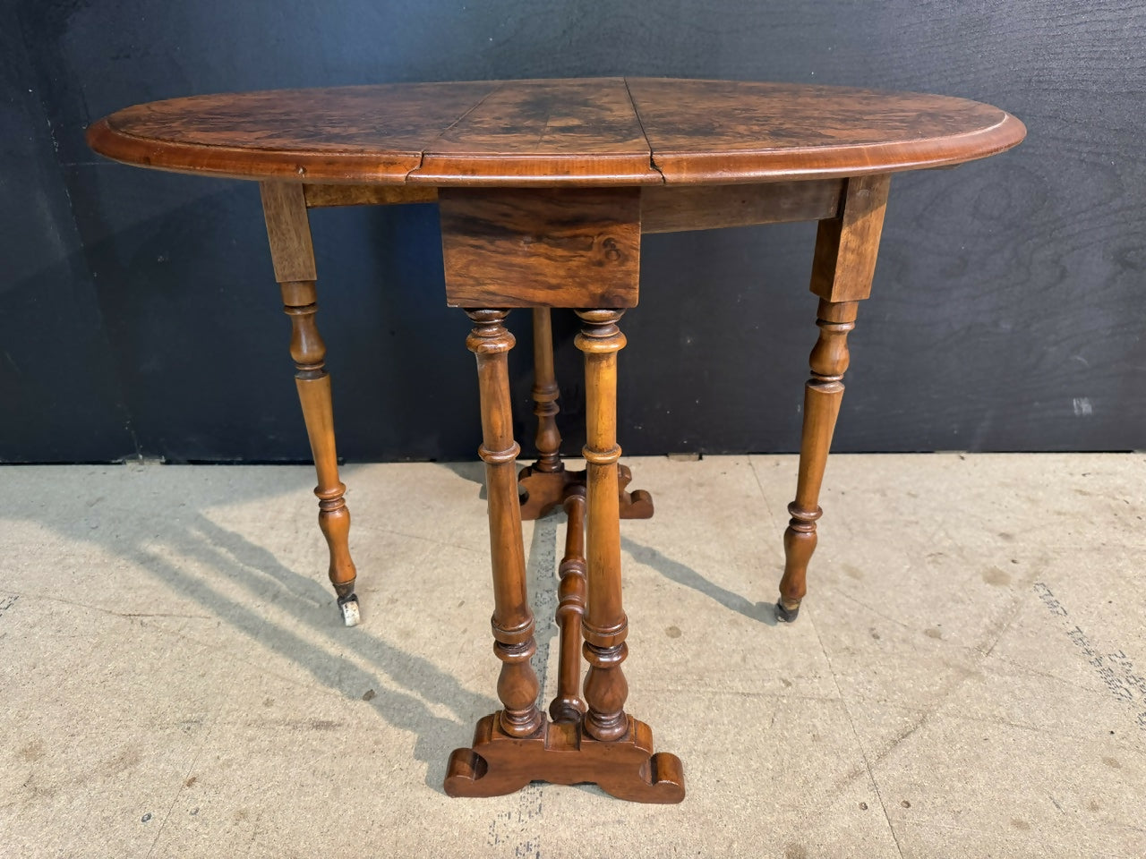 Rare Burr Walnut Miniature Sutherland Table