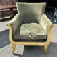 French Louis XVI Style Neoclassical Suede Leather Armchair With Gold Gilt Frame