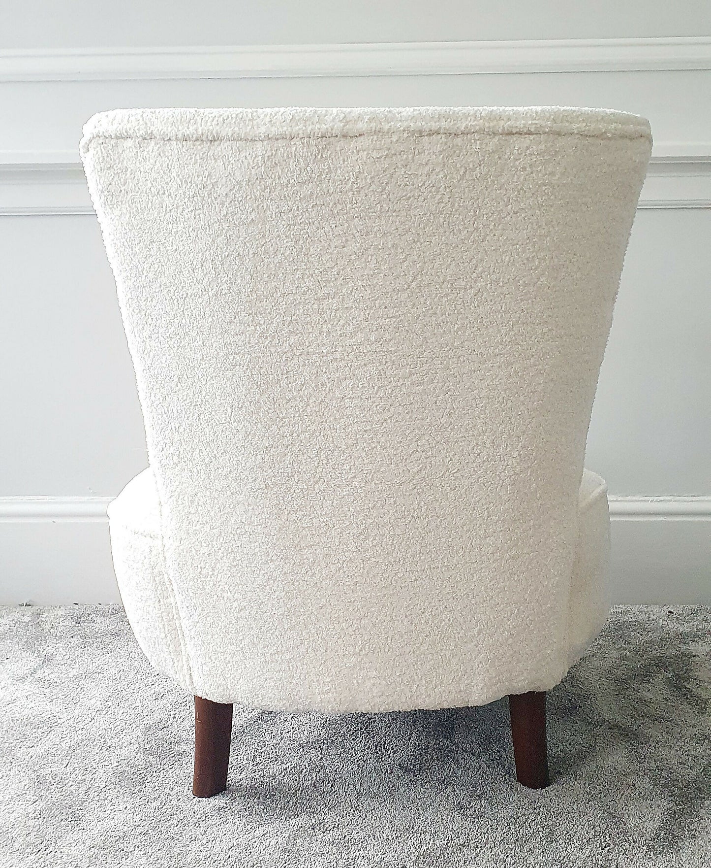 Antique Victorian Bedroom Chairs White Boucle- Newly Upholstered.