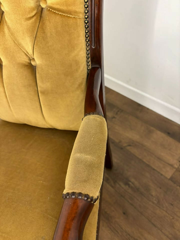 Reproduction Mahogany Button Back Armchair