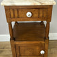 Pair of Bedside Tables Antique French Marble Top Oak Carved Cabinets LOT 6182