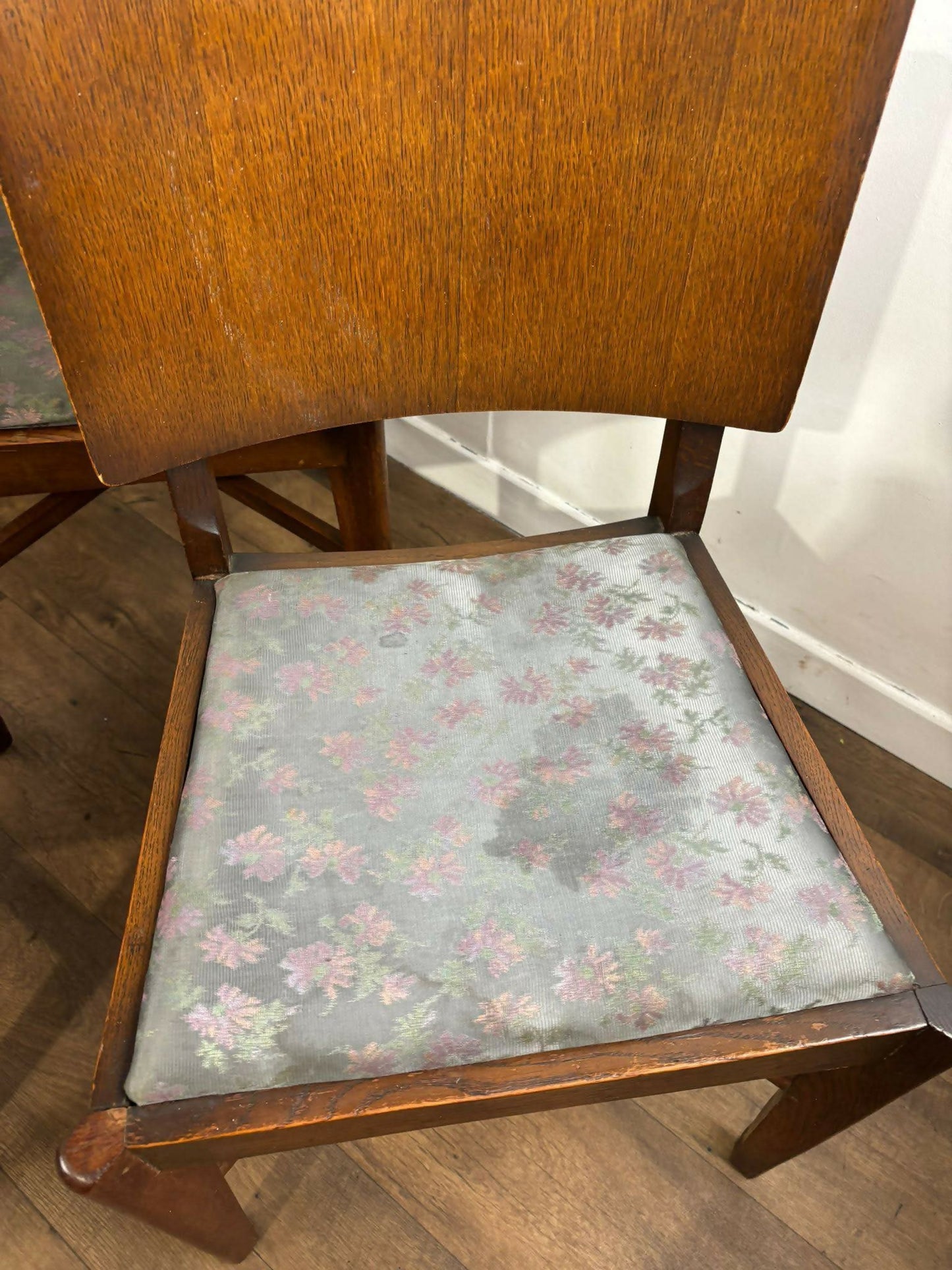 Vintage Oak Set Of Six Dining Chairs