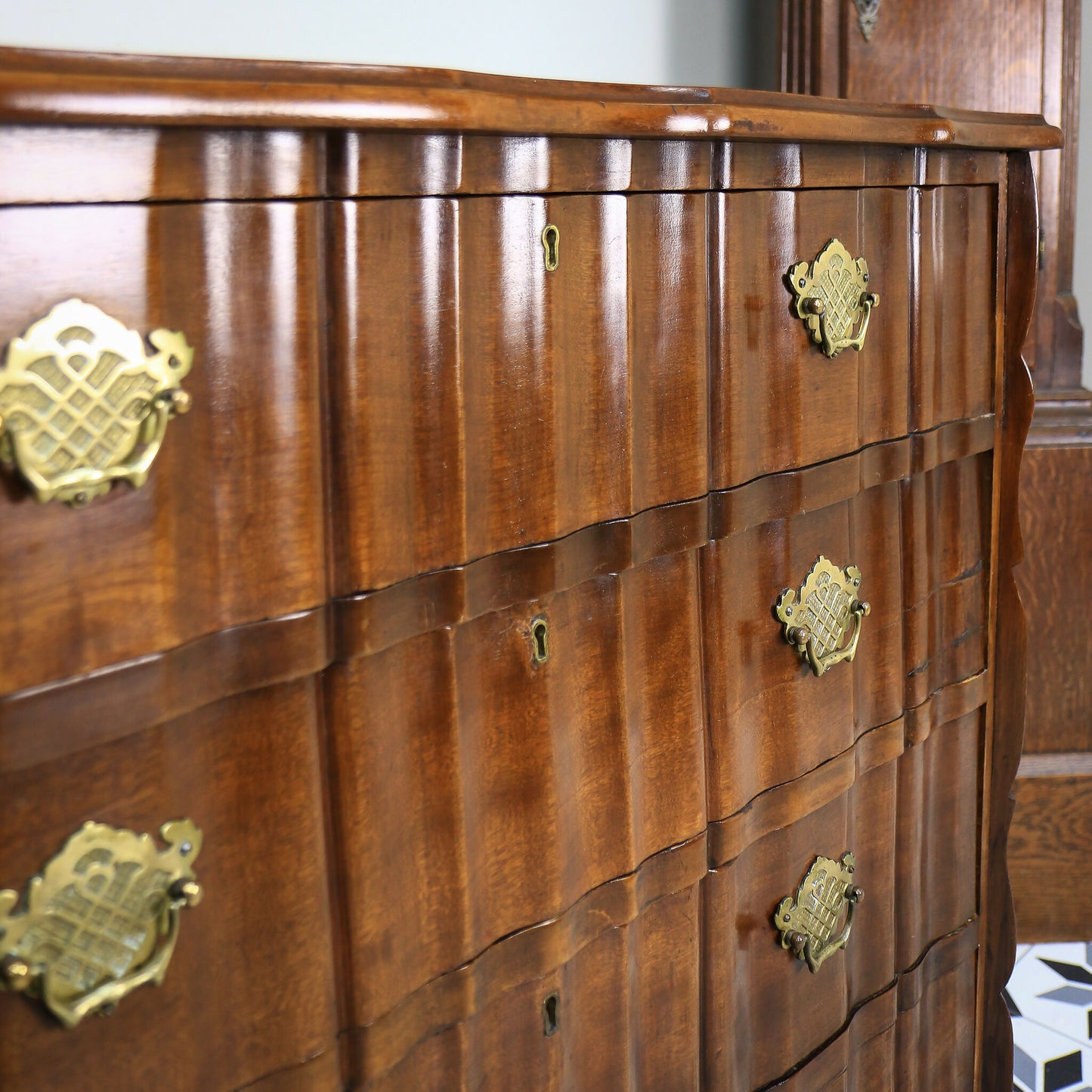 Serpentine Chest of Drawers Dutch Colonial Style South African Stinkwood Chest.