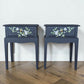 Vintage Stag minstrel navy blue bedside tables pair