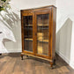 Vintage Oak Two Door Bookcase– Leaded Glass Doors