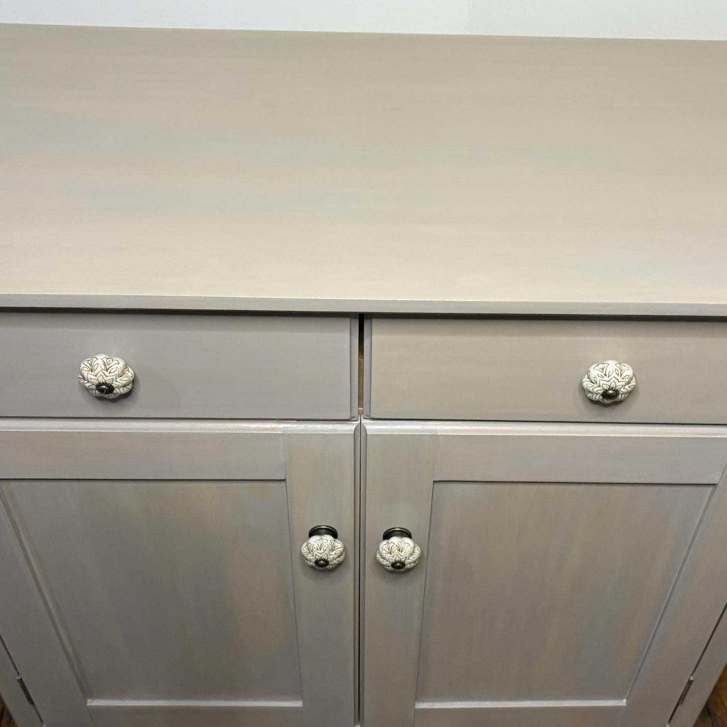 'Latte' Chalk Paint Wash Sideboard | Custom Mouldings & Artisan Handles