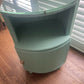 Occasional or bedside table. Green paint. Glass top.