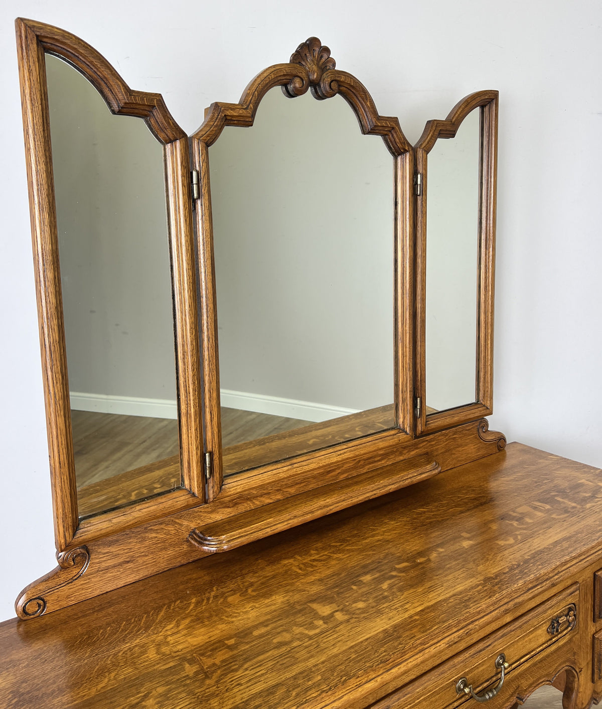 Dressing Table with Mirror Vintage French Louis Oak Vanity Table Makeup LOT 6600