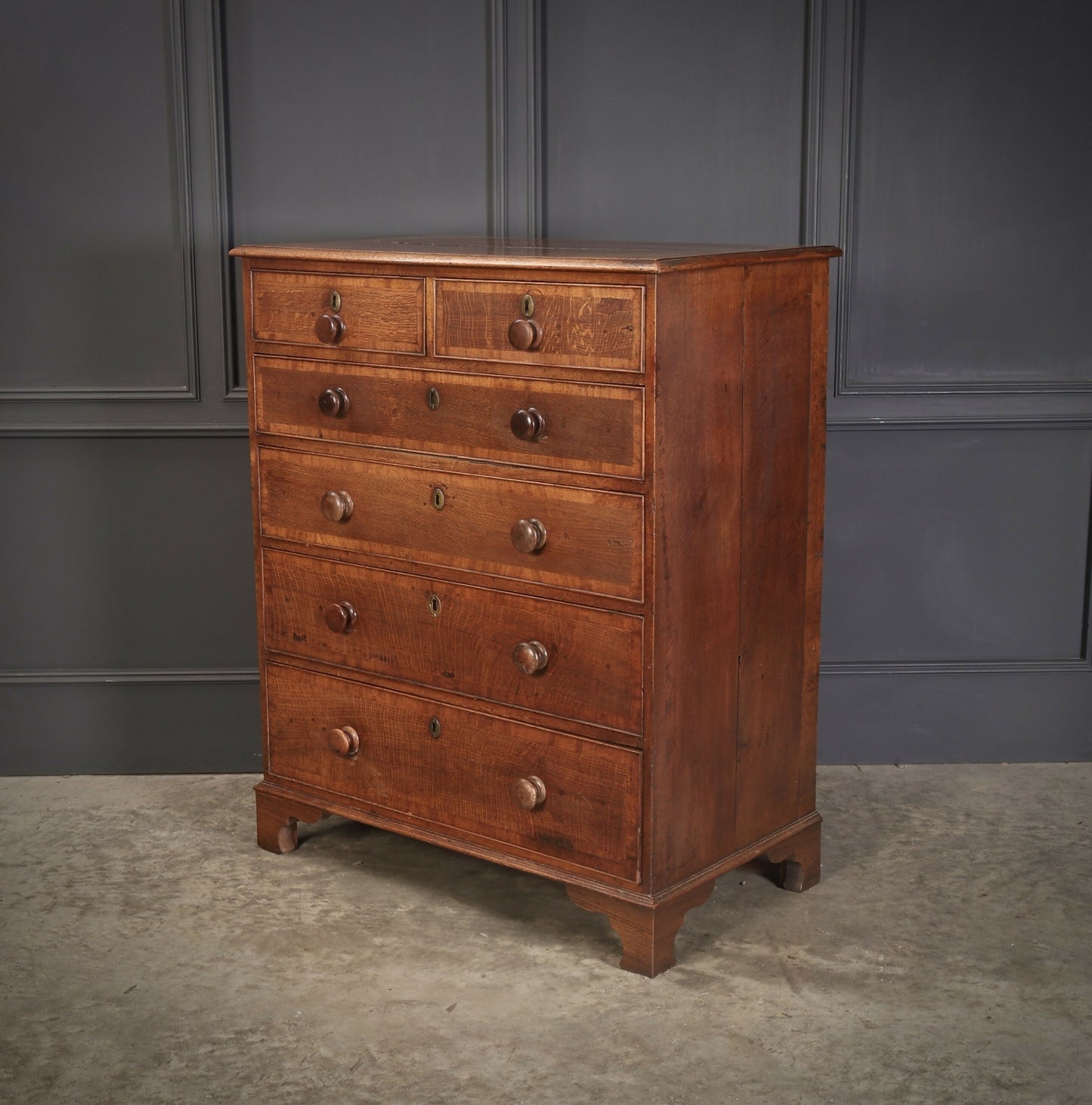 George III Oak Tallboy Vintage Chest Of Drawers
