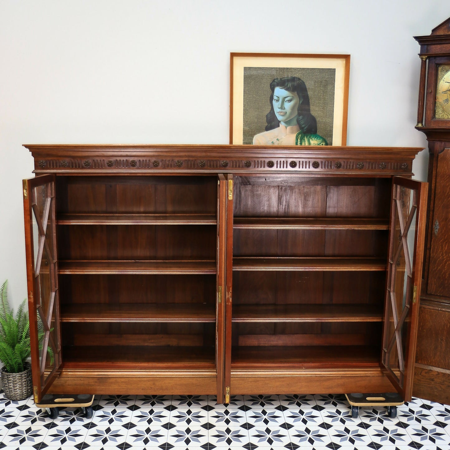 Howard and Sons Bookcase Astral Glazed Mahogany Early Twentieth Century