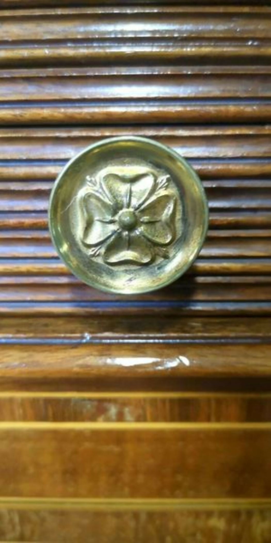 19th Century Inlaid Mahogany Tambour Shutter Cabinet / Bedside Cupboard