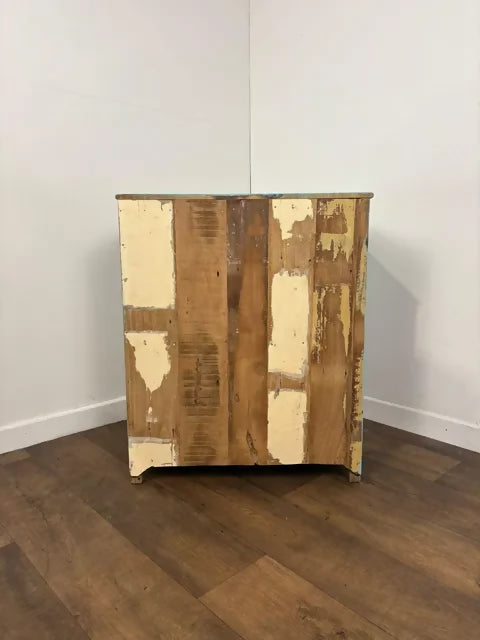 Industrial Style Reclaimed Distressed Blue Indian Cupboard