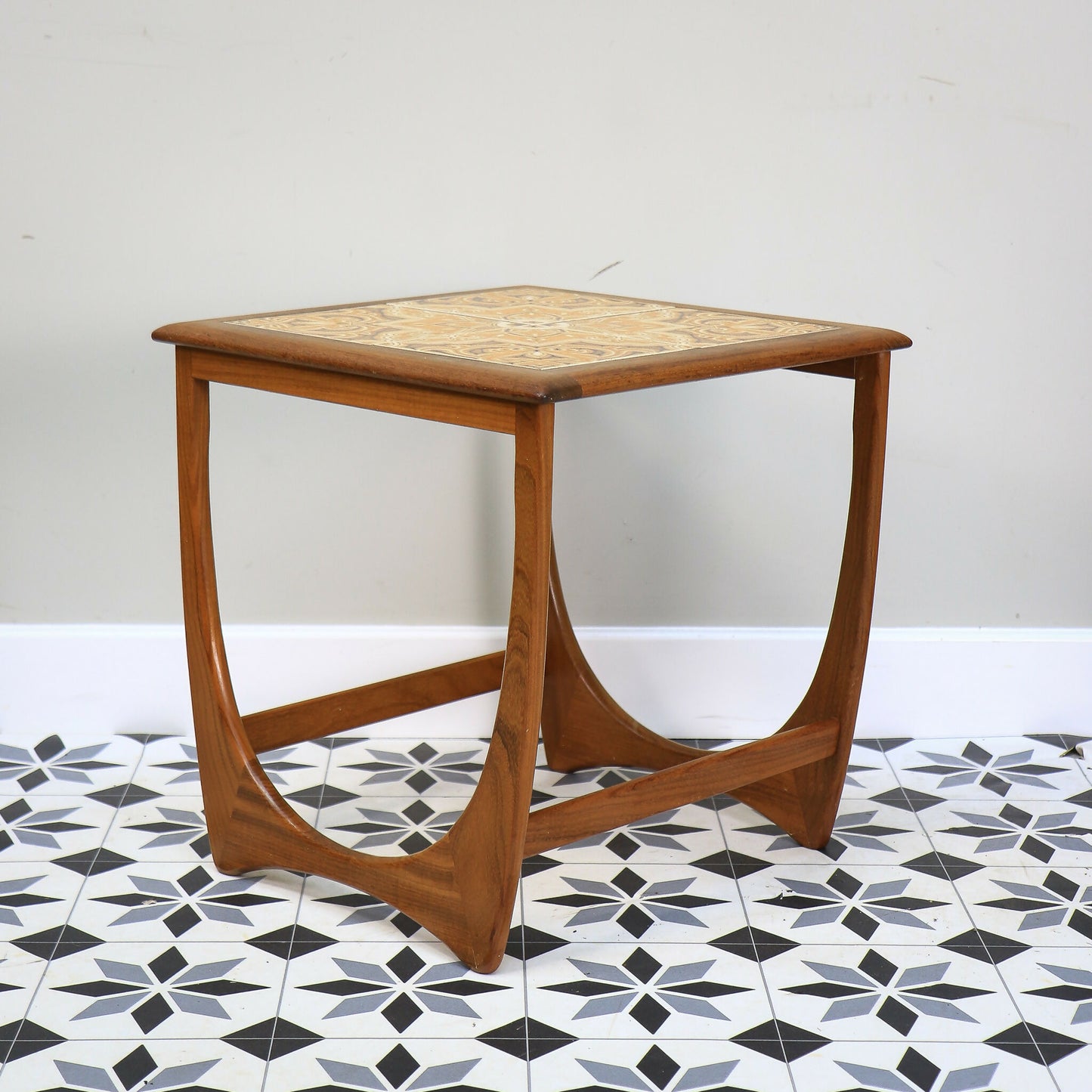 G Plan Astro Teak Side table Lamp table with retro tiled top