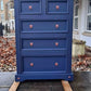Tall Blue Chest of Drawers