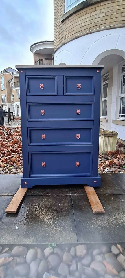 Tall Blue Chest of Drawers