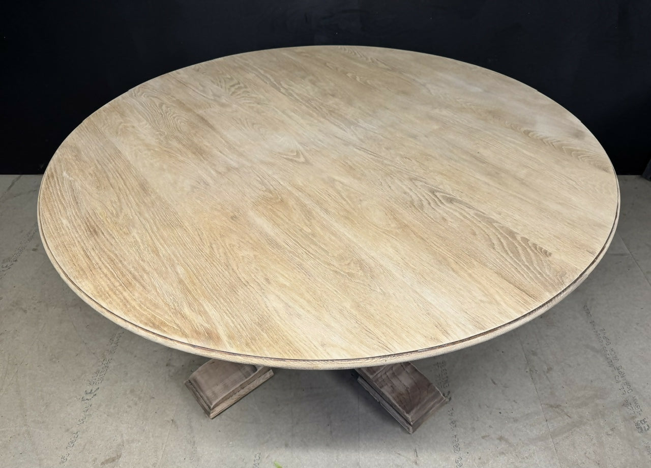 Large Round Oak Farmhouse Dining Table