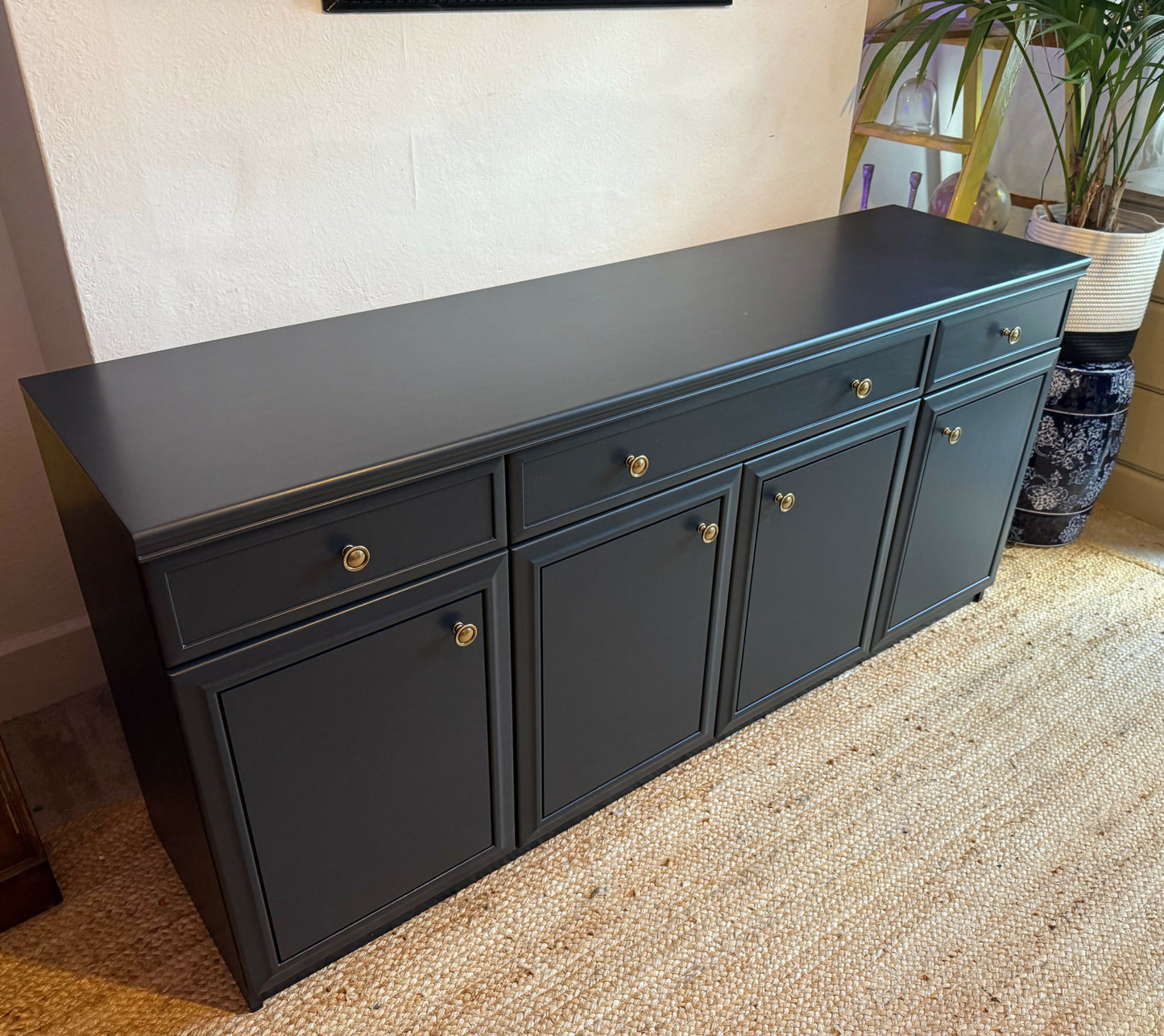 Newly refurbished solid sideboard dark blue