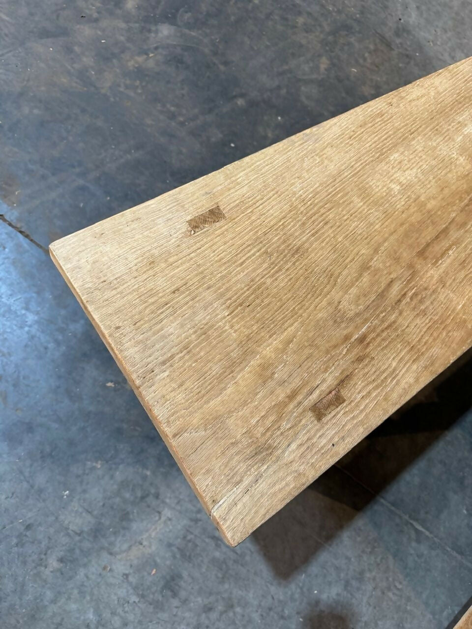 Very Long Pair Bleached Oak Dining Benches