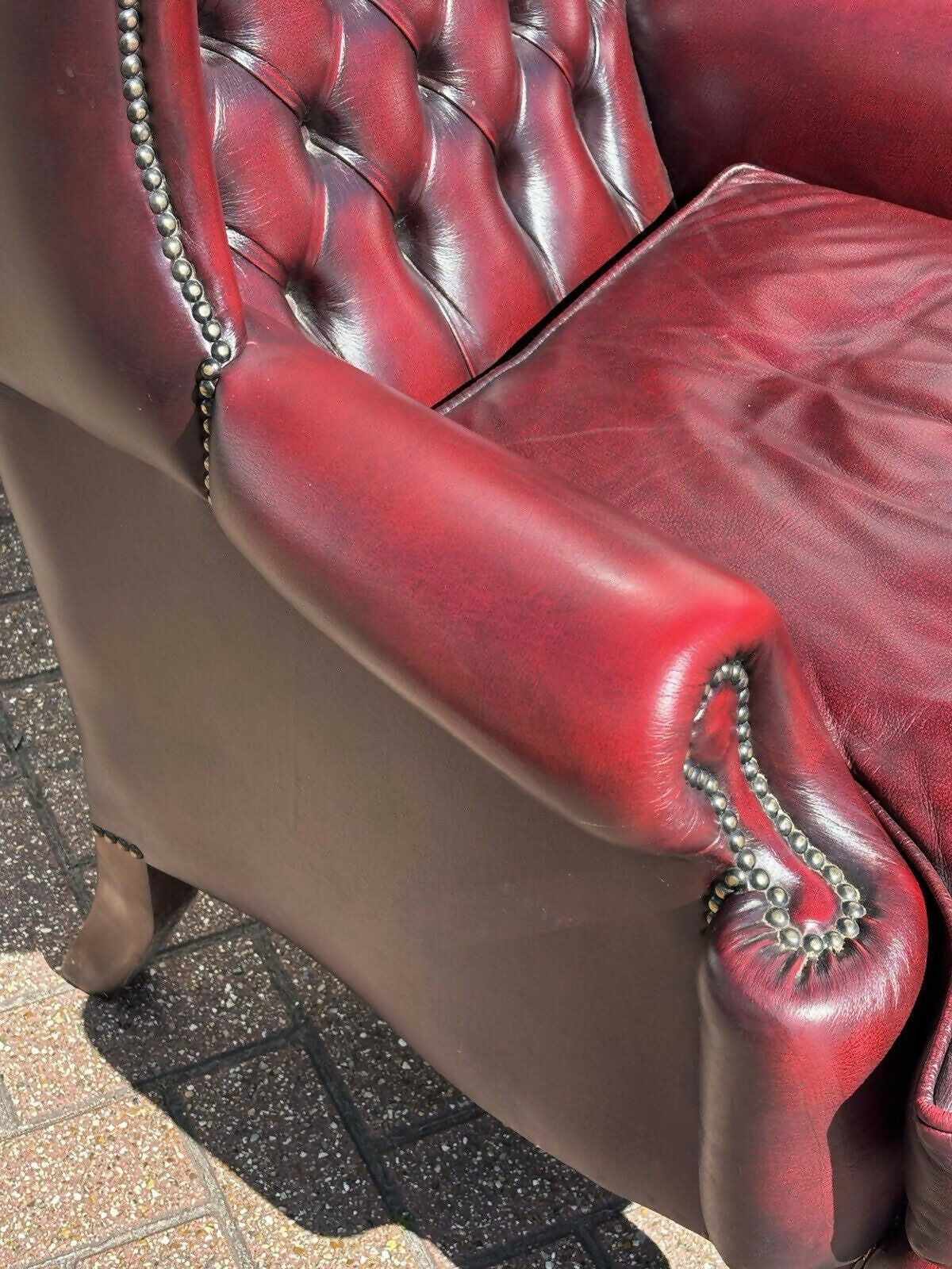Red Leather Chesterfield Buttoned Back Armchair