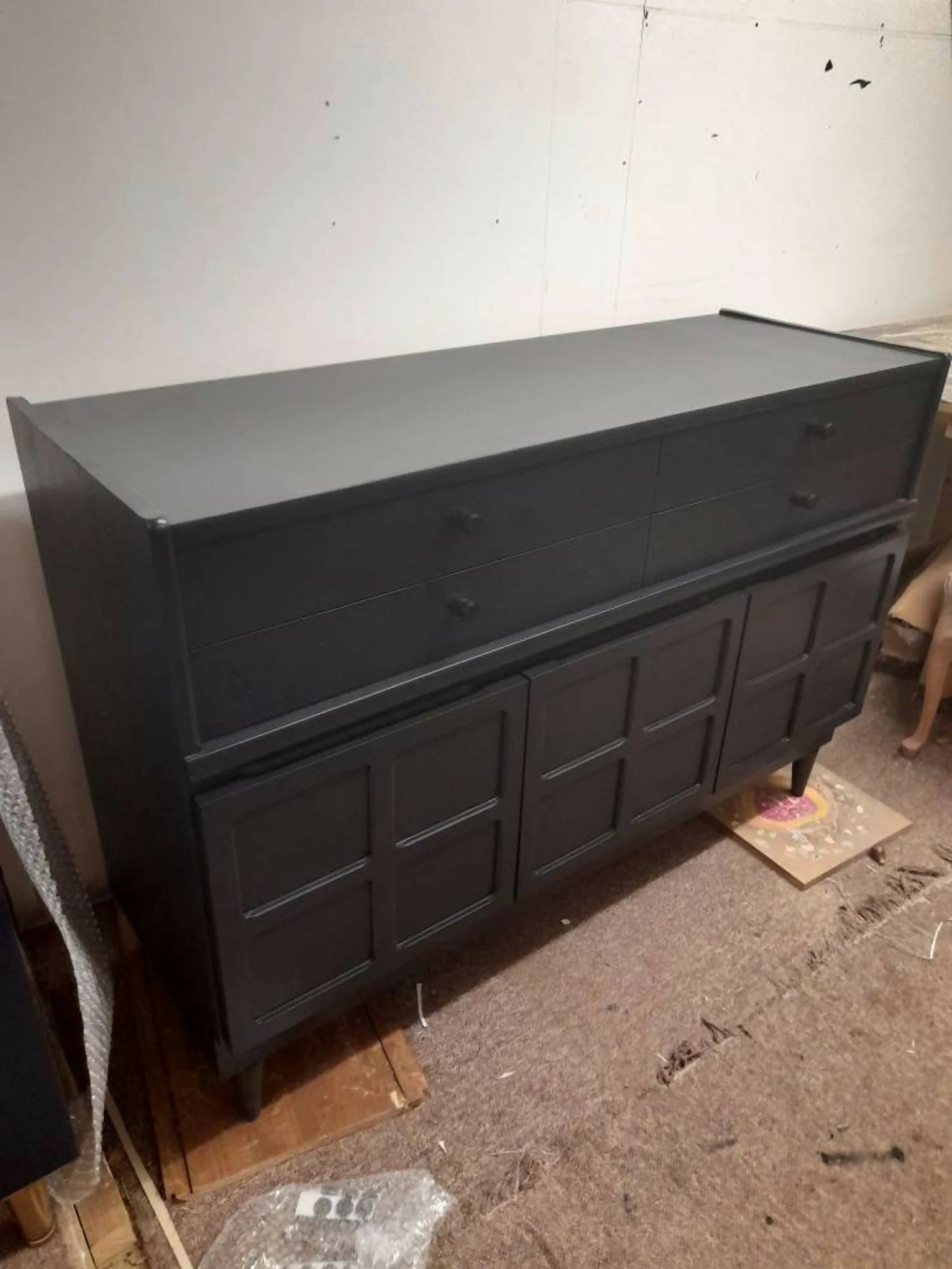 Painted Black Midcentury Nathan Sideboard: Upcycled Vintage Furniture Commission piece.