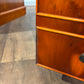 Reproduction Yew Wood Pedestal Desk with Brown Leather Inset