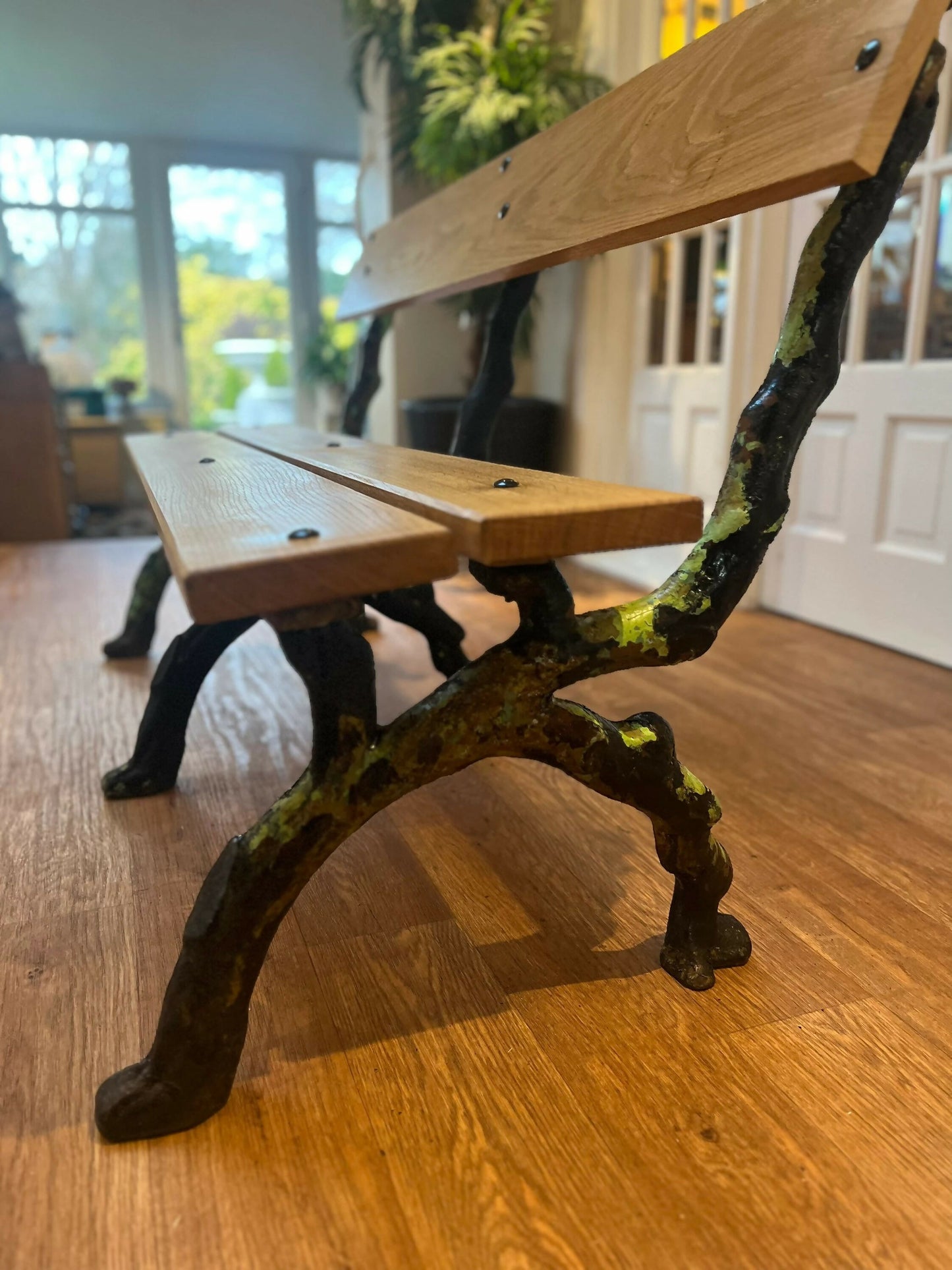 Heavy Cast Iron and Oak Garden Bench
