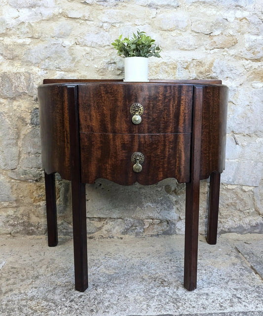 Georgian Mahogany Demi Lune Console Side Table with Drawers
