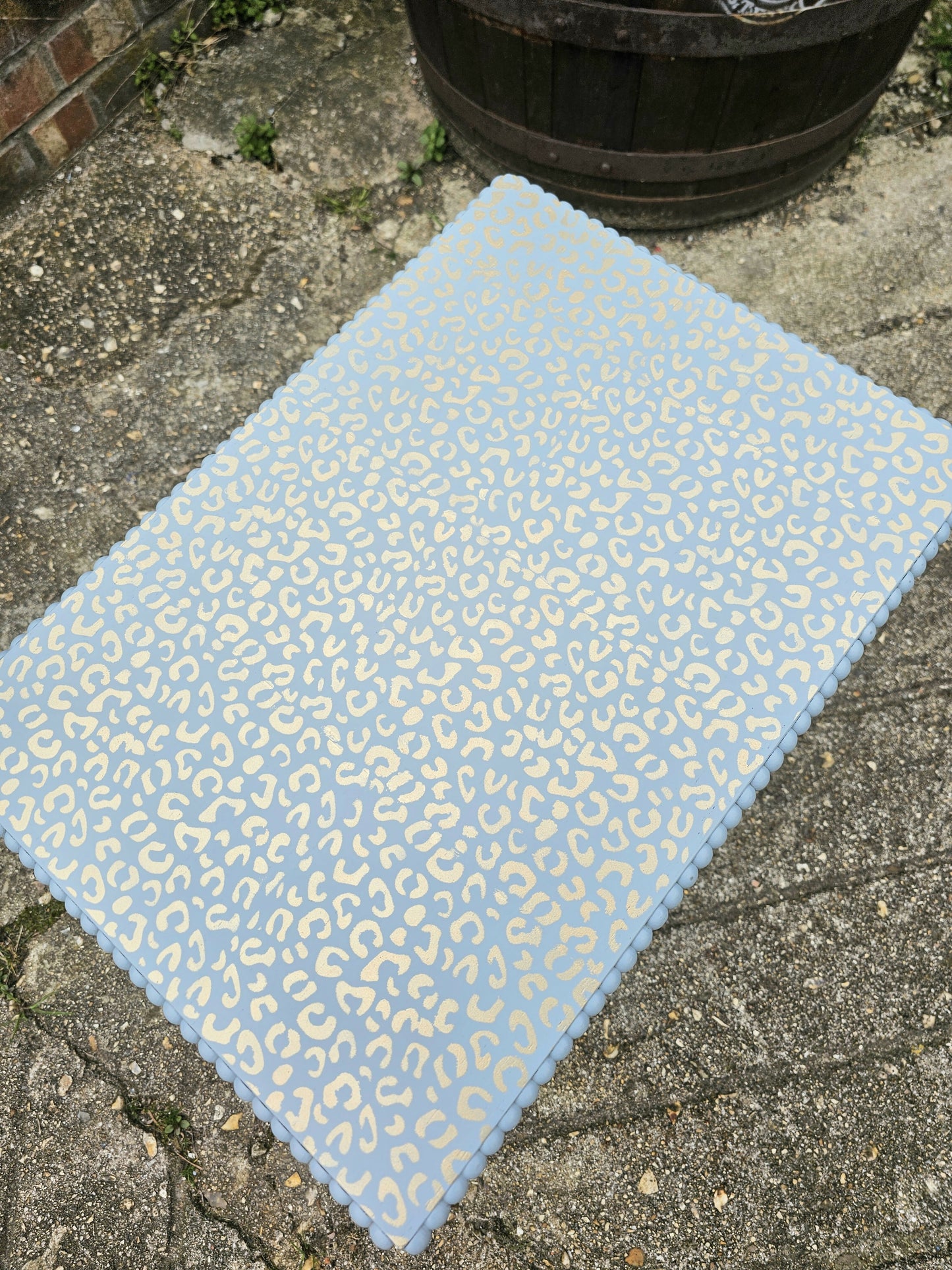 Vintage Side Table with Gold Leopard Print