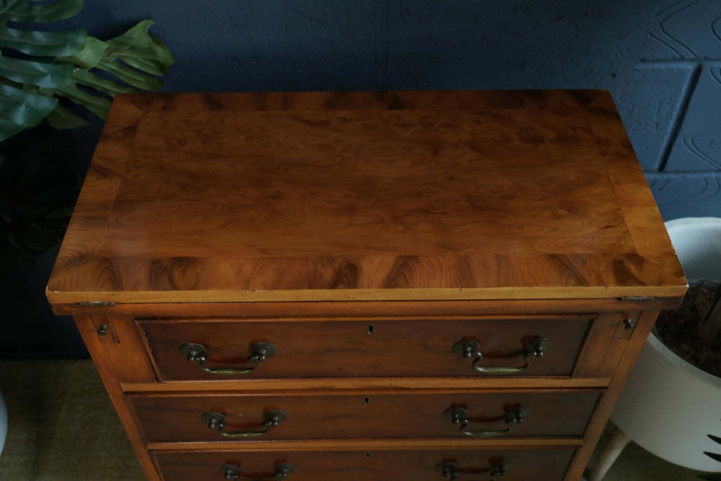 Vintage Yew Wood Bureau — Georgian Style Elegance