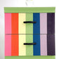 Multi Coloured Spectrum design two drawer chest with hairpin legs