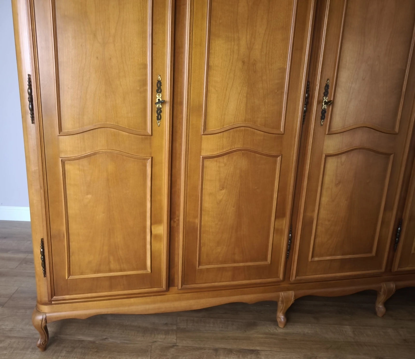 Wardrobe Vintage French Louis XVI Style Five Door Carved Armoire LOT 6009