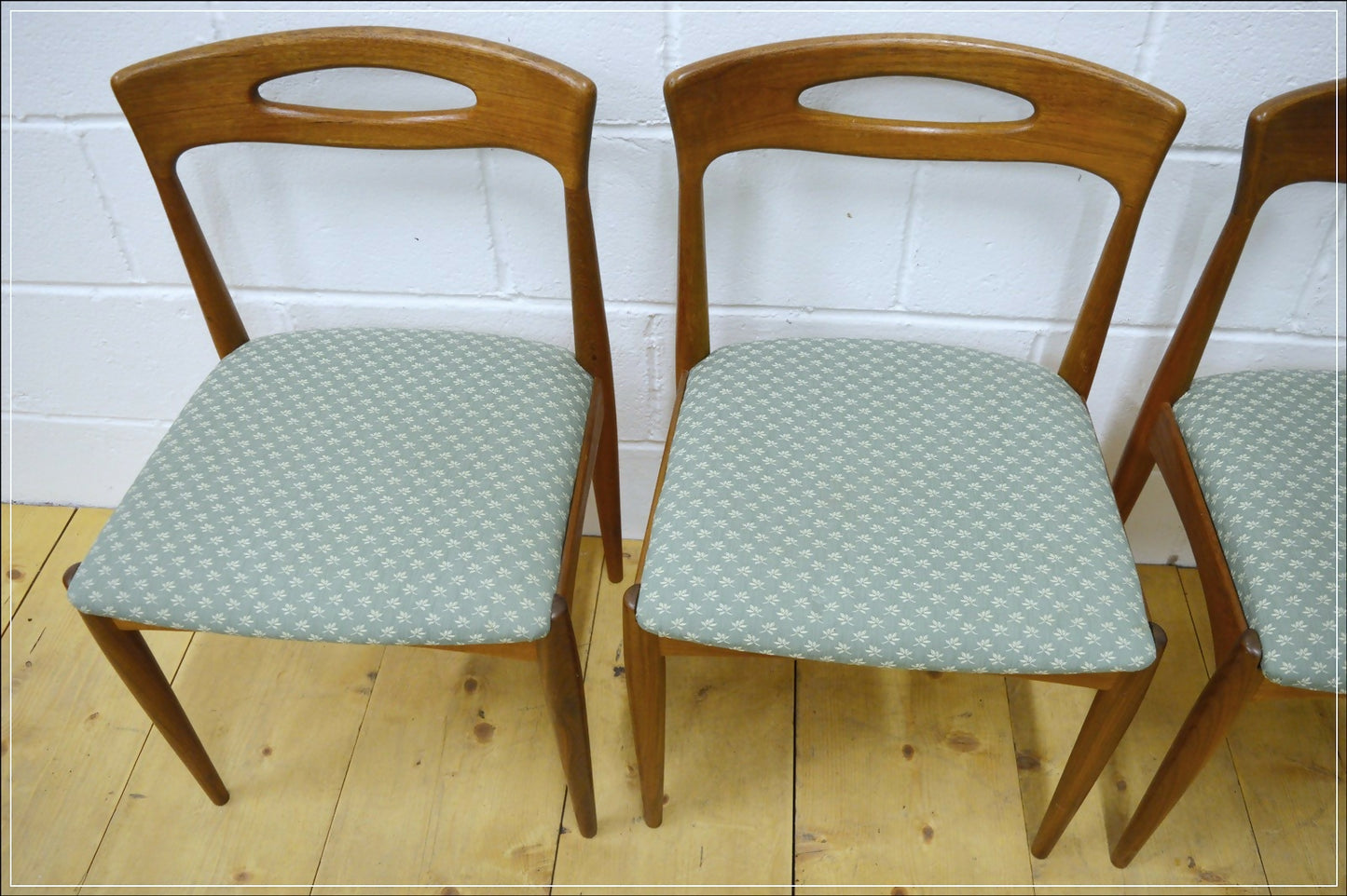vintage dining chairs Johanes Andersen for Uldum Mobelfabrik teak mid century made in Denmark