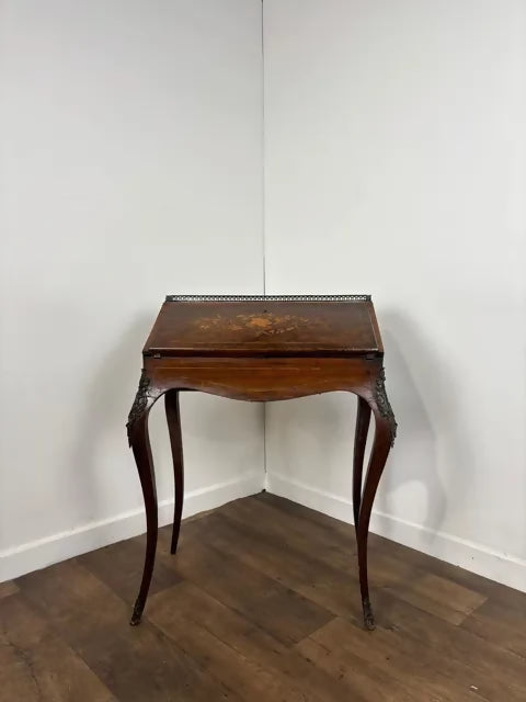 Victorian Walnut Inlaid Ladies Writing Desk / Bureau