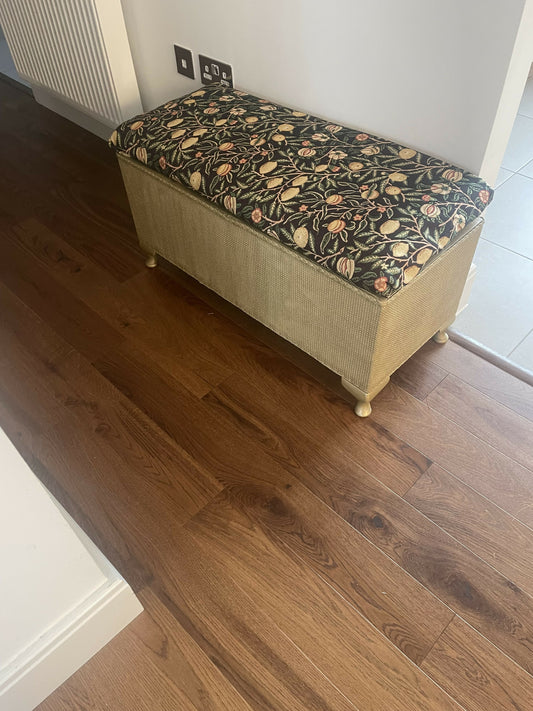 Choose your fabric! Ottoman. Gold paint.